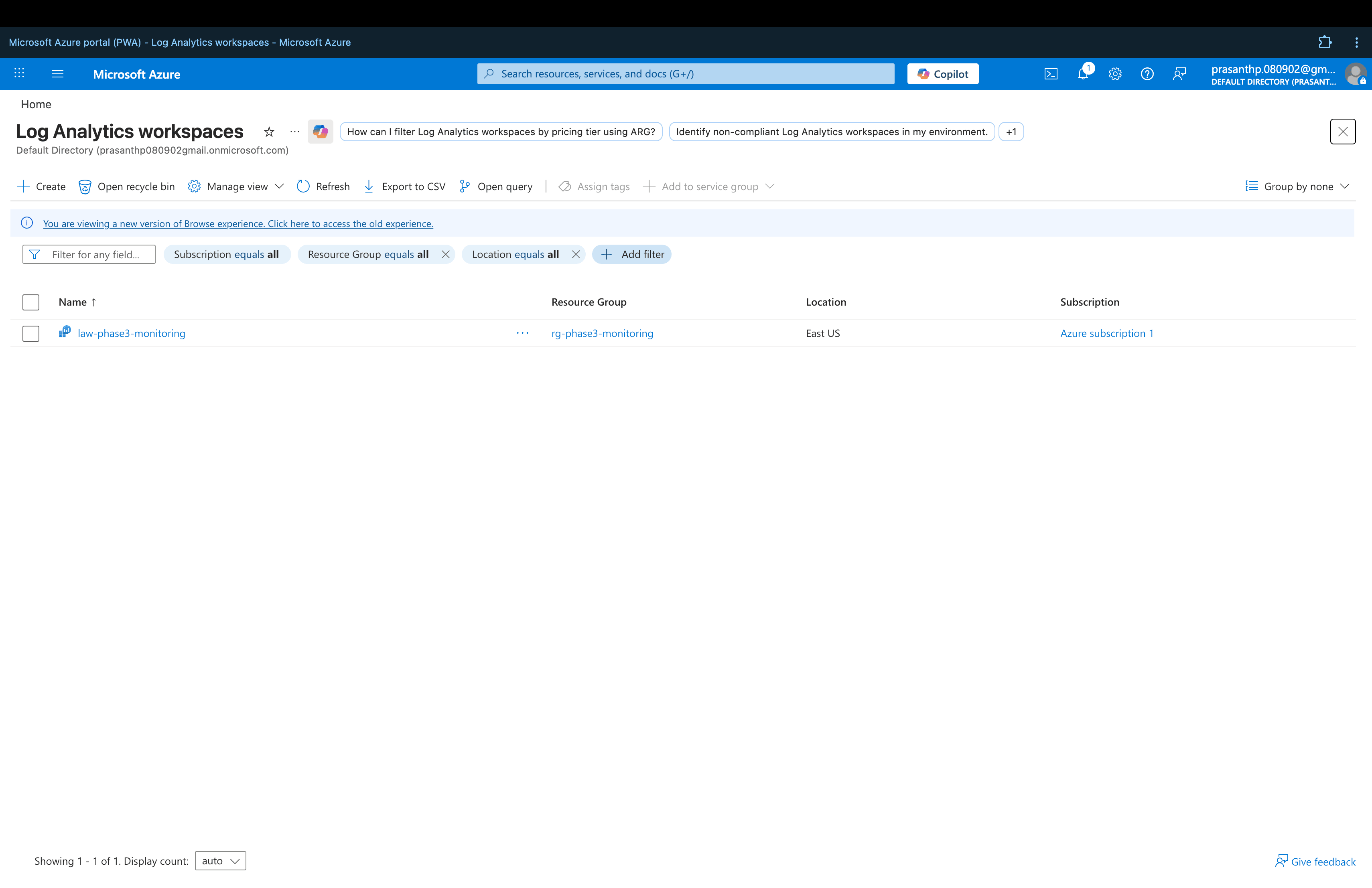 Log Analytics Workspace