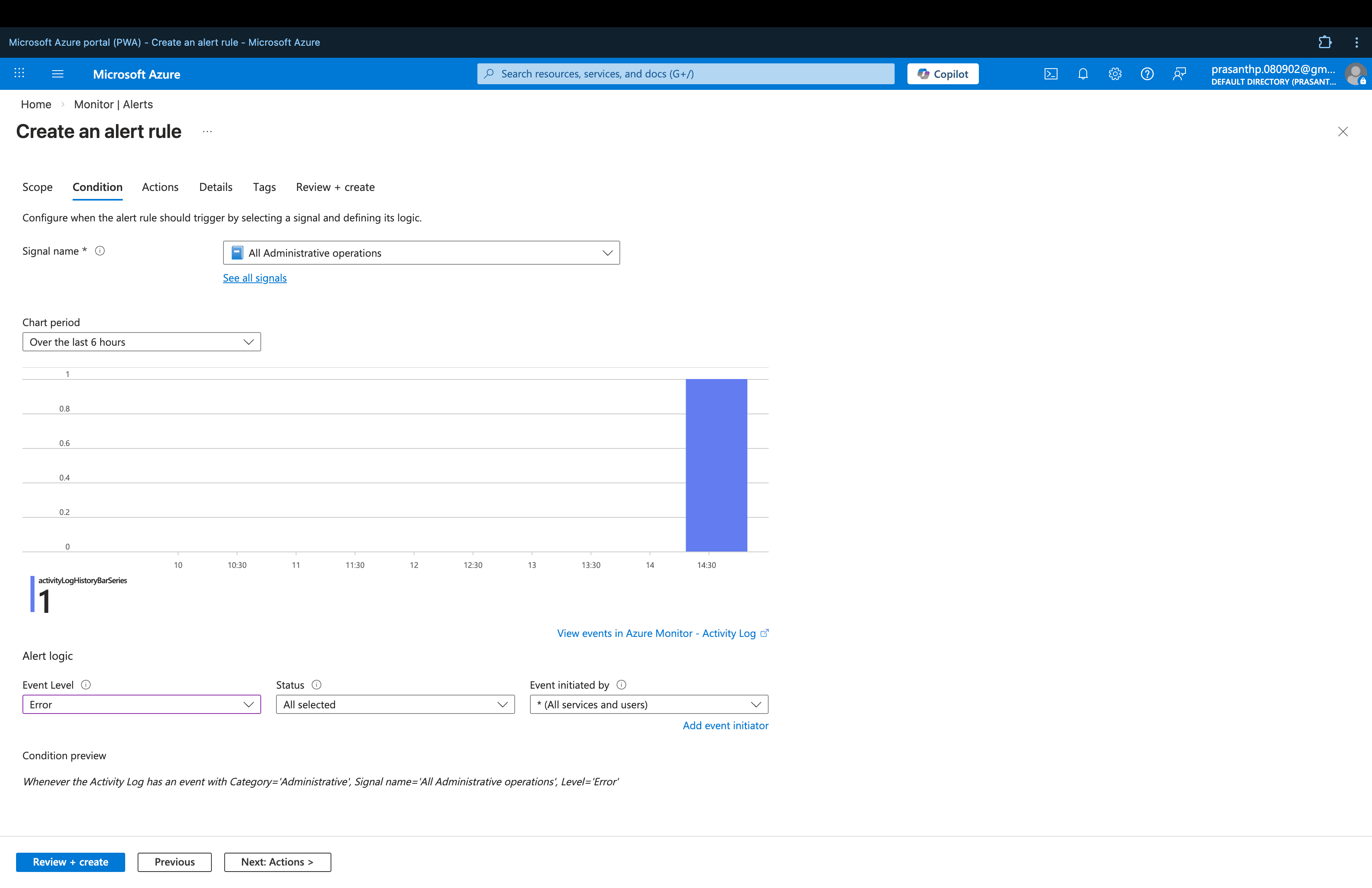 Alert Condition - Admin Operations