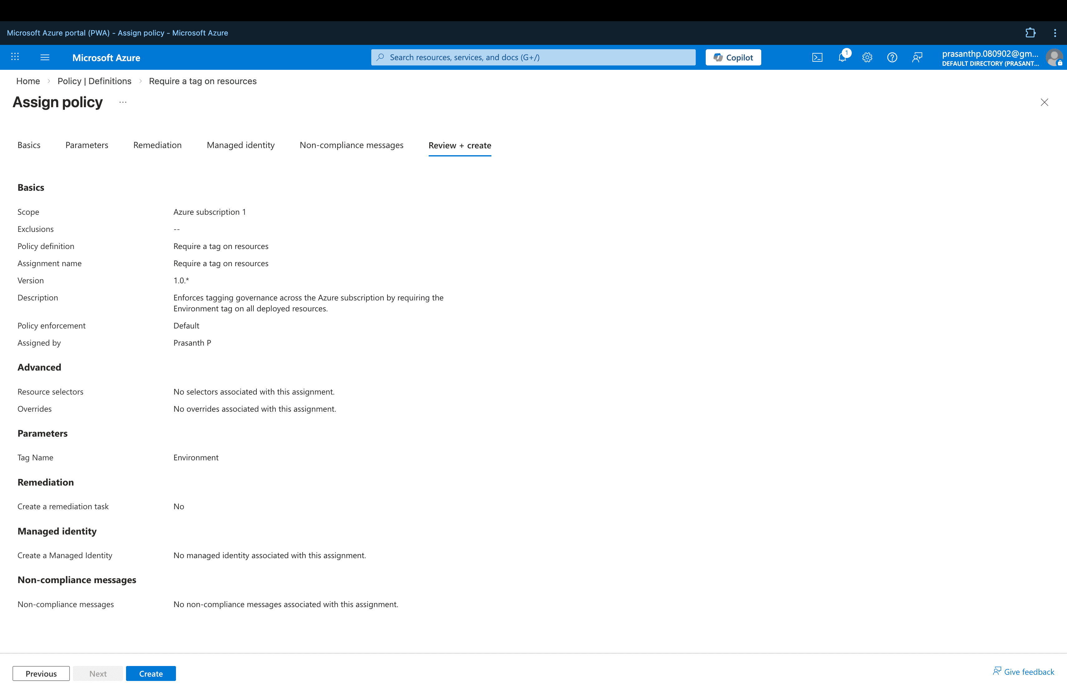 Policy Assignment Configuration